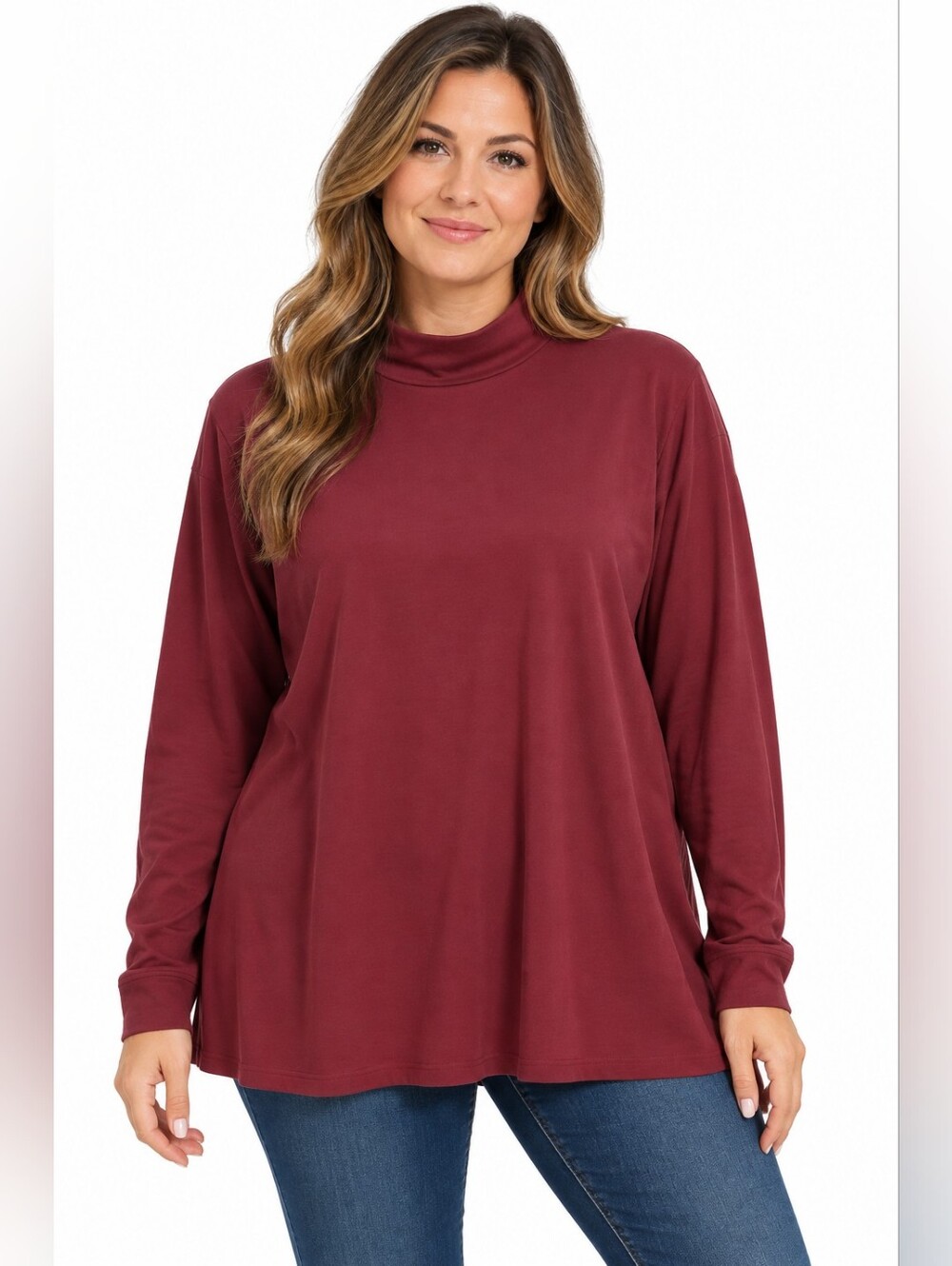 Croft&Barrow Women's Long Sleeve Cowl Neck Turtleneck Burgundy Sweater 4X